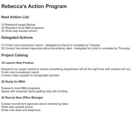 Action Program Example