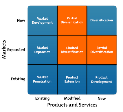 9-Box Ansoff Matrix Diagram